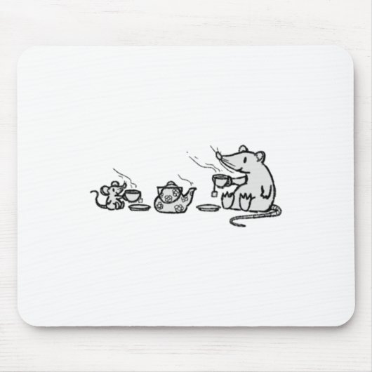Muis en Rat hebben een grote Tea Party Sticker Muismat (Voorkant)