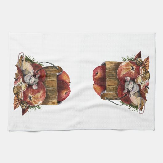 Muis en rode appels theedoek (Horizontaal)