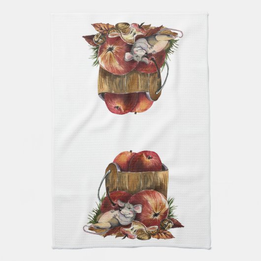 Muis en rode appels theedoek (Verticaal)