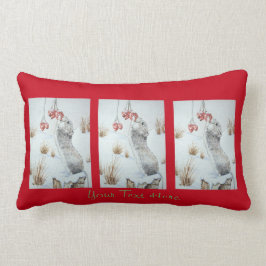 Muis en rode bessen sneeuwscène kussen