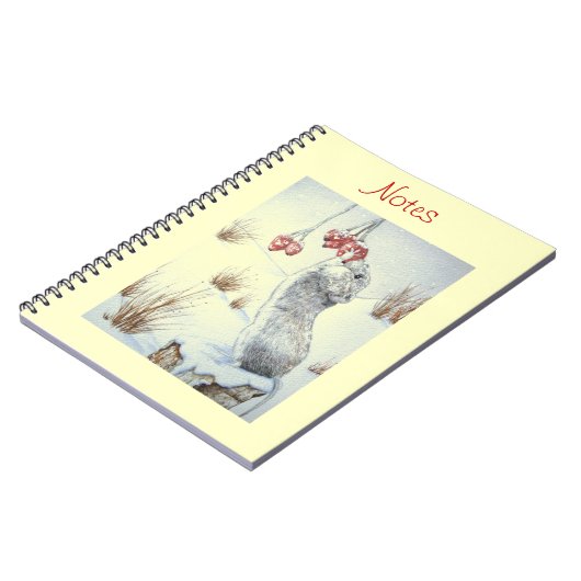 Muis en rode bessen sneeuwscène notitieboek (Linkerzijde)