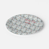 Muis en rode bessen sneeuwscène papieren bordje (Gekanteld)