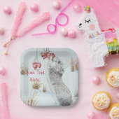 Muis en rode bessen sneeuwscène papieren bordje (Feest)