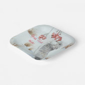 Muis en rode bessen sneeuwscène papieren bordje (Gebogen)