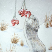 Muis en rode bessen sneeuwscène papieren bordje