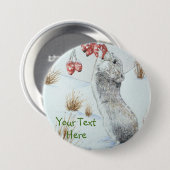 Muis en rode bessen sneeuwscène ronde button 7,6 cm (Voorkant /achterkant)