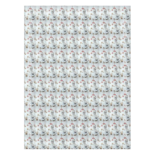 Muis en rode bessen sneeuwscène tafelkleed (Voorkant)