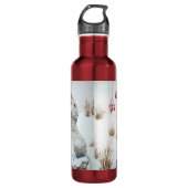 Muis en rode bessen sneeuwscène waterfles (Voorkant)