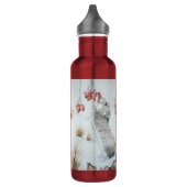 Muis en rode bessen sneeuwscène waterfles (Links)