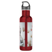 Muis en rode bessen sneeuwscène waterfles (Achterkant)