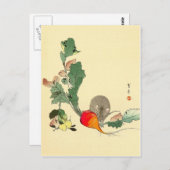 Muis en rode radijs, Japanse verf, c.1800s Briefkaart (Voorkant / Achterkant)