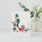 Muis en rode radijs, Watanabe Seitei Briefkaart (Staand voorkant)