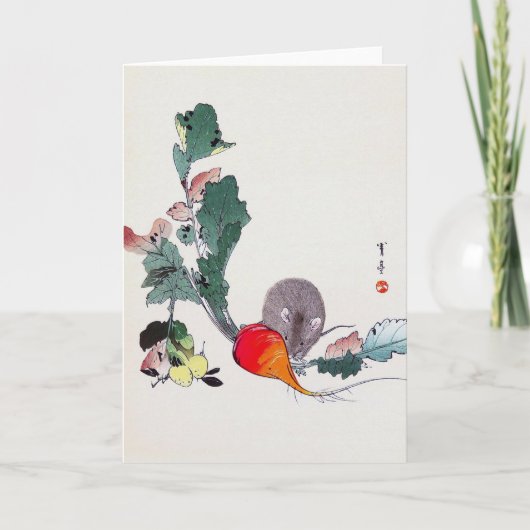 Muis en rode radijs, Watanabe Seitei Kaart (Voorkant)