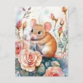Muis en rozen briefkaart (Voorkant)