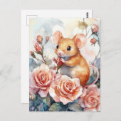 Muis en rozen briefkaart (Voorkant / Achterkant)