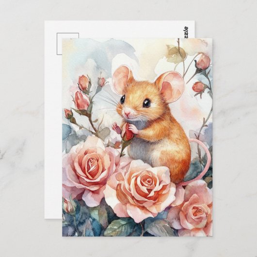 Muis en rozen briefkaart (Voorkant / Achterkant)