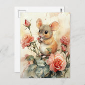 Muis en rozen briefkaart (Voorkant / Achterkant)