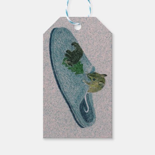 Muis en Slipper Cadeaulabel (Voorkant)