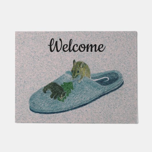 Muis en Slipper Deurmat (Voorkant)