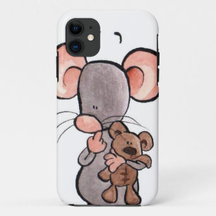Muis en teddybeer geïllustreerd telefoongeval iPhone 11 hoesje