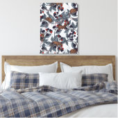 Muis en zwarte bessen op wit canvas afdruk (Insitu (Slaapkamer))