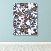 Muis en zwarte bessen op wit canvas afdruk (Insitu (Houten vloer))