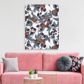 Muis en zwarte bessen op wit canvas afdruk (Insitu (Woonkamer))