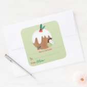 Muis genieten van kerstpudding - vierkante Sticker (Envelop)