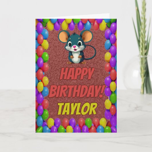 Muis Gepersonaliseerde Leuke Groet Verjaardag Kaar Kaart (Voorkant)