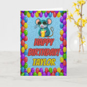 Muis Gepersonaliseerde Leuke Groet Verjaardag Kaar Kaart (Gele Bloem)