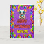 Muis Gepersonaliseerde Leuke Groet Verjaardag Kaar Kaart (Gele Bloem)