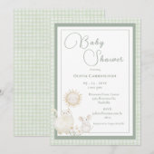 Muis Gingham Vintage Baby Borrel Kaart (Voorkant / Achterkant)