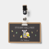 Muis Hall Pass Badge met Cartoon (Voorzijde met clip)