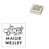 Muis handgetekend Ex Libris boekplaat boek Rubberstempel (Gestempeld)