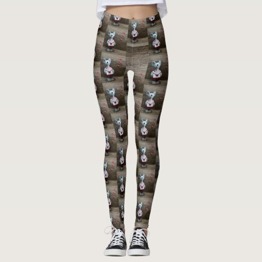 Muis hart envelop harten op land rustiek hout leggings (Voorkant)