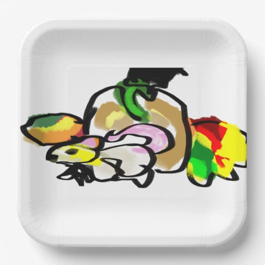 Muis herfst papieren bordje (Voorkant)