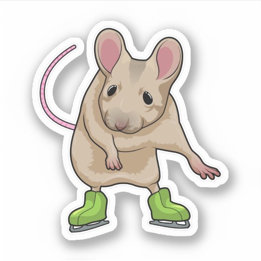 Muis, ijsschaatsijs, schaatsen sticker (Voorkant)