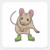 Muis, ijsschaatsijs, schaatsen vierkante sticker (Voorkant)