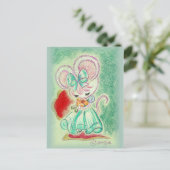 Muis in blauw dress briefkaart (Staand voorkant)