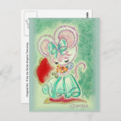 Muis in blauw dress briefkaart (Voorkant / Achterkant)