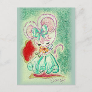 Muis in blauw dress briefkaart