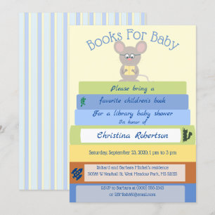 Muis in Blues Library Baby shower Kaart