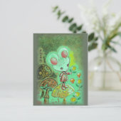 Muis in Boots op paddenstoel Briefkaart (Staand voorkant)