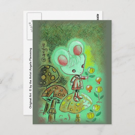 Muis in Boots op paddenstoel Briefkaart (Voorkant / Achterkant)