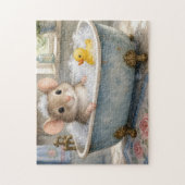 Muis in bubbelbad met gele eend legpuzzel (Verticaal)