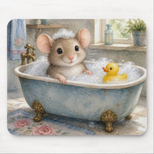 Muis in bubbelbad met gele eend muismat