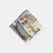 Muis in bubbelbad met gele eend servet (Hoek)