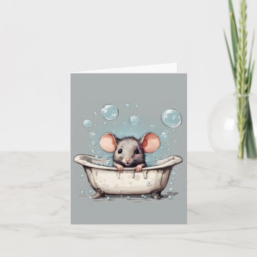 Muis in Bubble Bath Note Kaart (Voorkant)