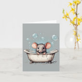 Muis in Bubble Bath Note Kaart (Gele Bloem)