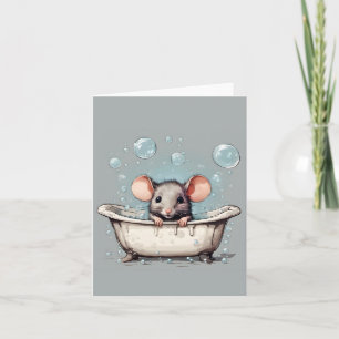 Muis in Bubble Bath Note Kaart